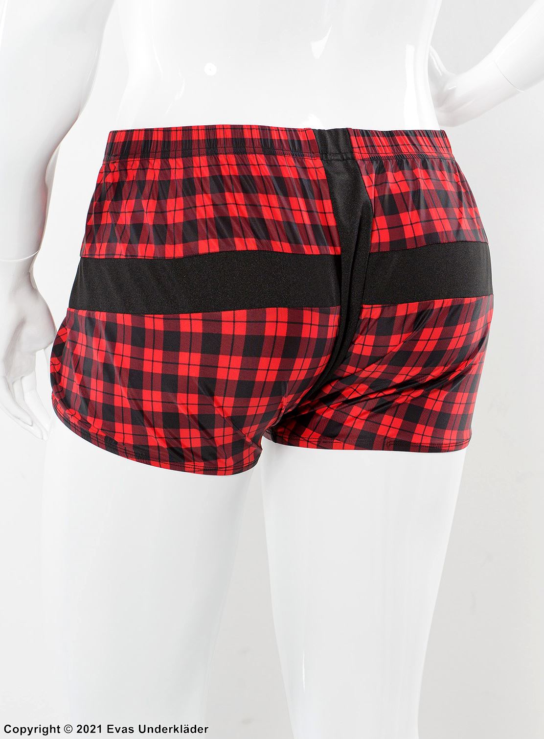 Boxer shorts, big bow, scott-checkered pattern, plus size